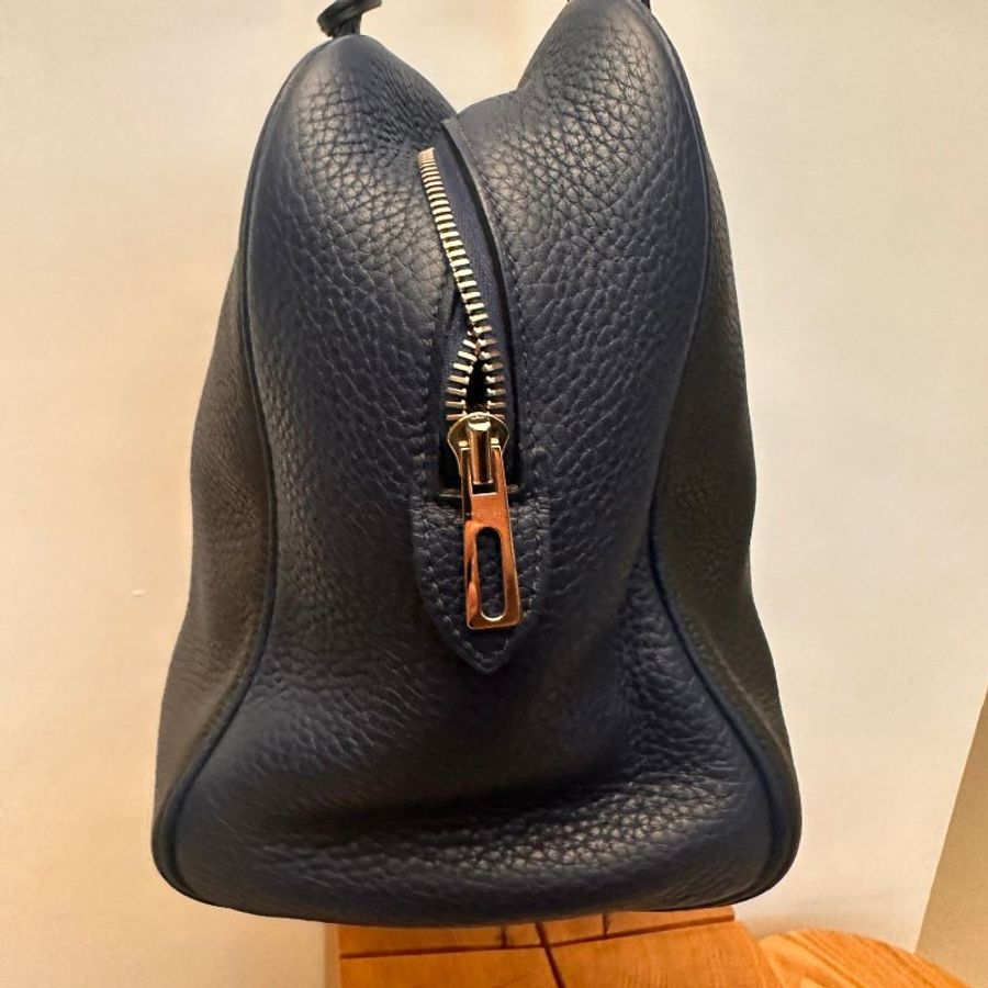 Hermes Victoria/35cm/PHW(雙色特別版 ★Dark Gray x Blue)-4