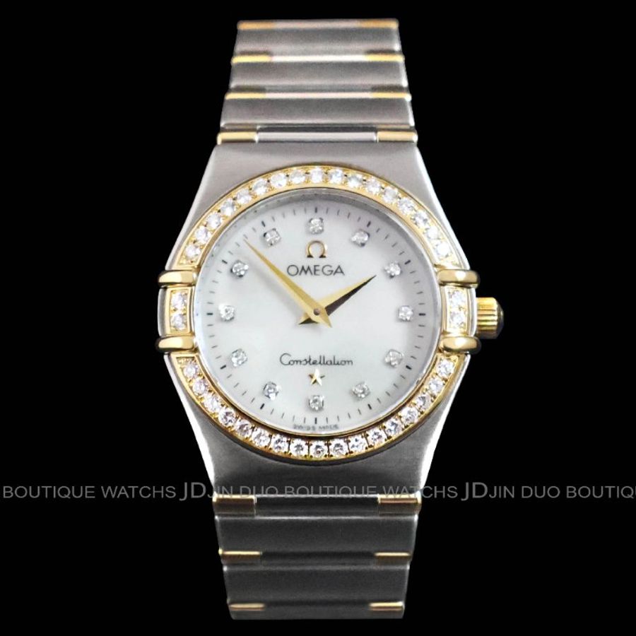 金鐸精品~2360 OMEGA 歐米茄 constellation 星座系列 玫瑰金白珍珠母貝面盤 石英女用鑽錶-0