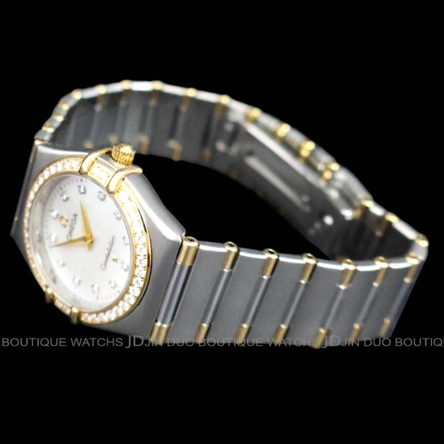 金鐸精品~2360 OMEGA 歐米茄 constellation 星座系列 玫瑰金白珍珠母貝面盤 石英女用鑽錶-3