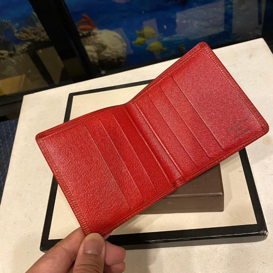 LV 紅色直立6卡短夾-3