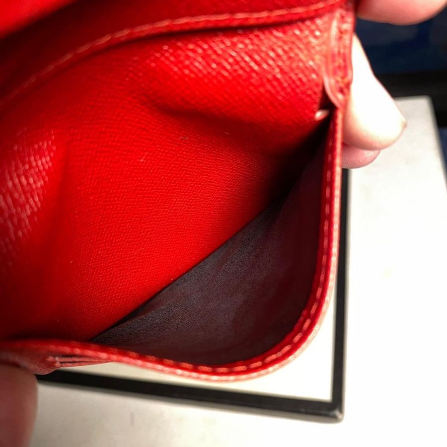 LV 紅色直立6卡短夾-18