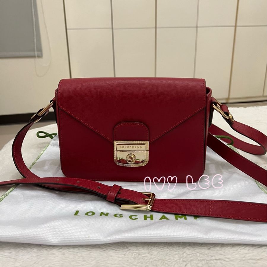 LONGCHAMP Le Pliage Heritage S 金釦牛皮斜背包 肩背包 二手精品-0