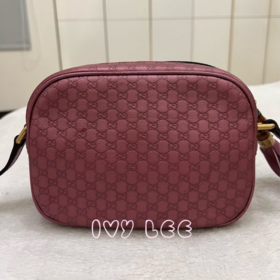 GUCCI sima 皮革 金屬 粉紅309538 單肩包 斜背包 相機包 二手精品-1