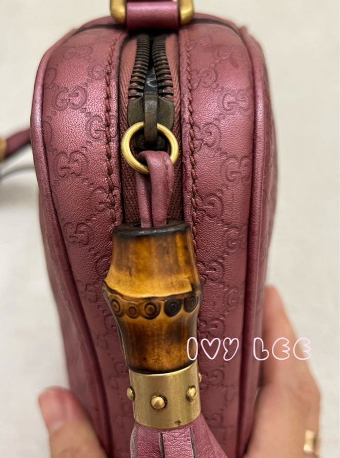 GUCCI sima 皮革 金屬 粉紅309538 單肩包 斜背包 相機包 二手精品-2