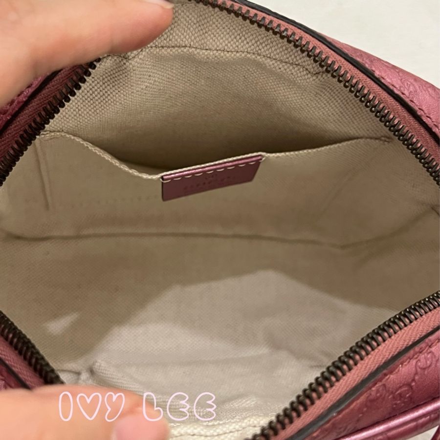 GUCCI sima 皮革 金屬 粉紅309538 單肩包 斜背包 相機包 二手精品-3