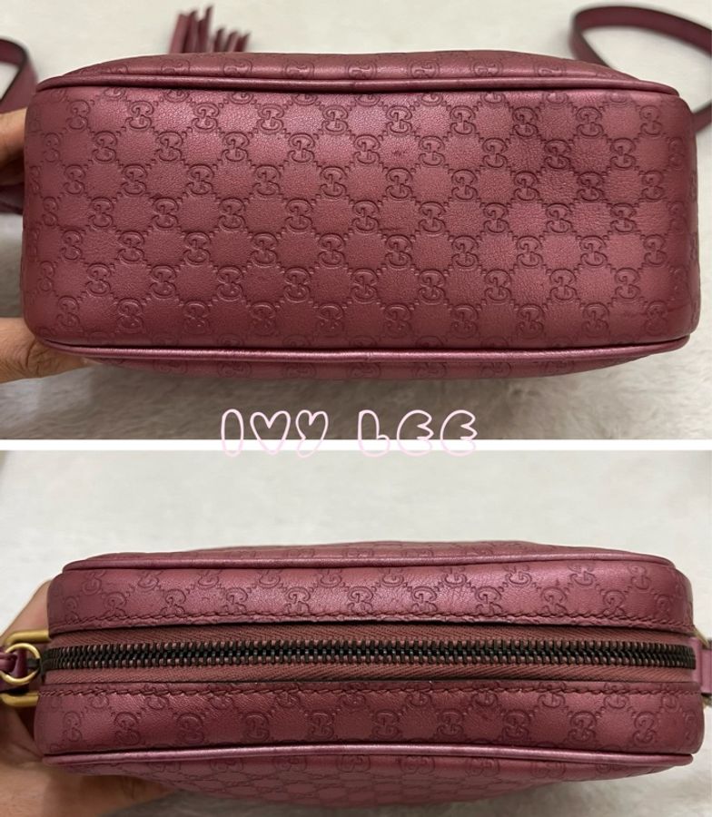 GUCCI sima 皮革 金屬 粉紅309538 單肩包 斜背包 相機包 二手精品-7