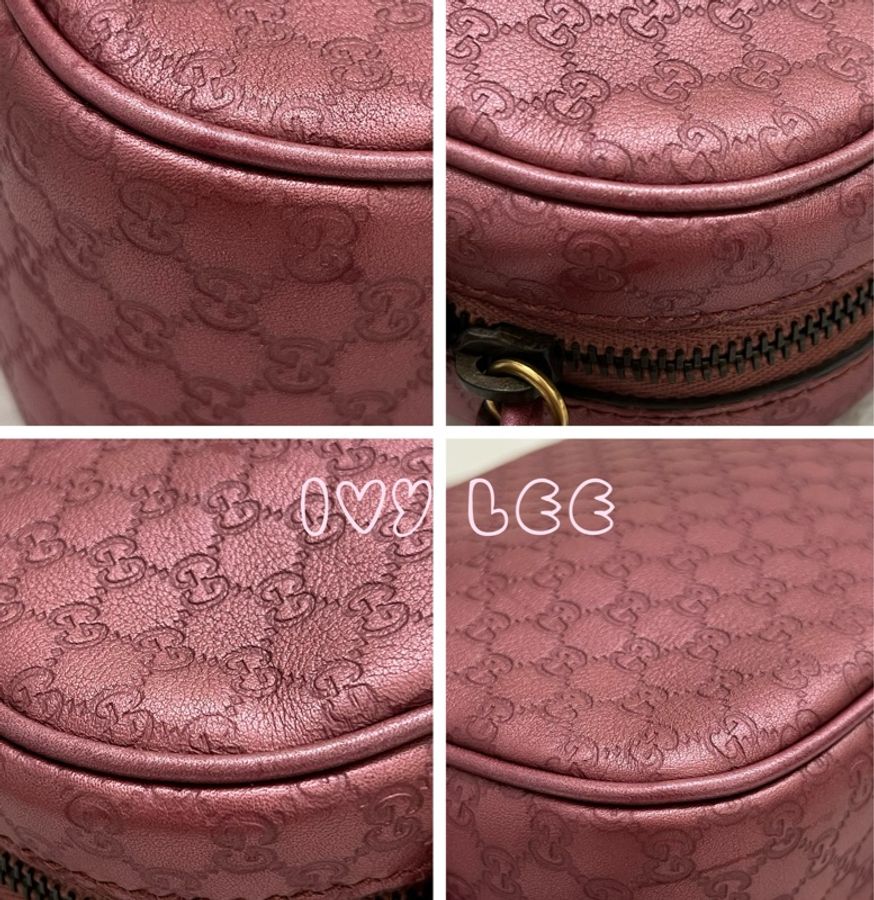 GUCCI sima 皮革 金屬 粉紅309538 單肩包 斜背包 相機包 二手精品-9
