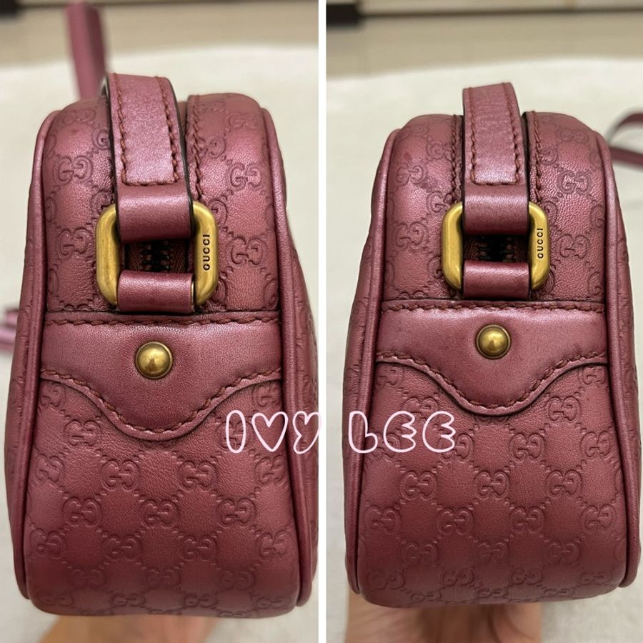 GUCCI sima 皮革 金屬 粉紅309538 單肩包 斜背包 相機包 二手精品-10
