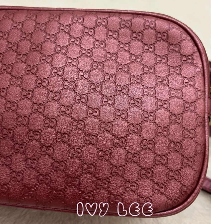 GUCCI sima 皮革 金屬 粉紅309538 單肩包 斜背包 相機包 二手精品-16