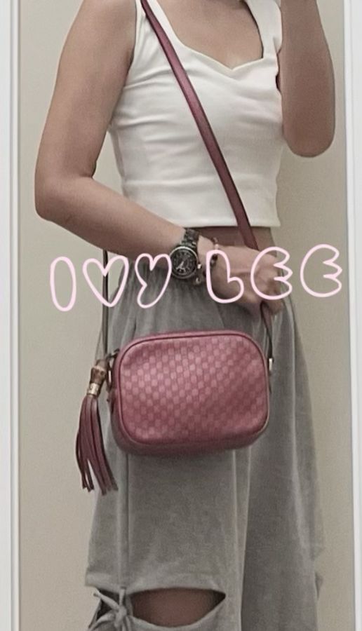 GUCCI sima 皮革 金屬 粉紅309538 單肩包 斜背包 相機包 二手精品-20
