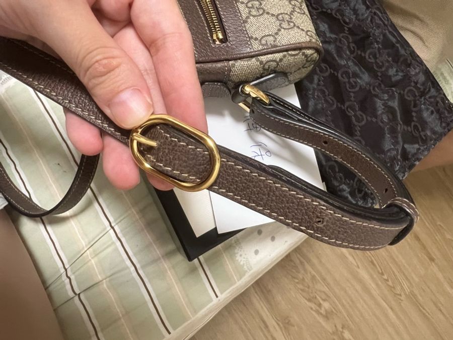 GUCCI 517350 棕色 經典ophidia系列GG supreme帆布皮革飾邊拉鍊迷你肩背/斜背包-32