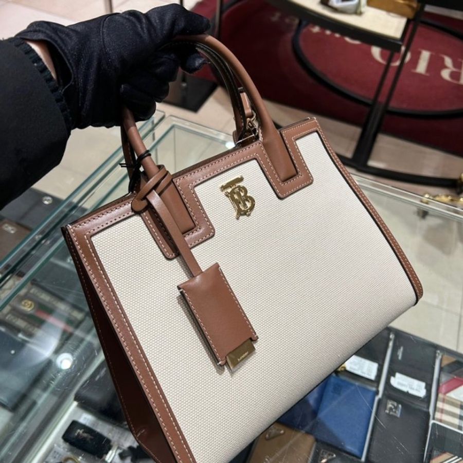 Burberry 80705721 TB 小牛皮帆布迷你 Frances 包 自然色/麥芽棕色【促銷品】-12