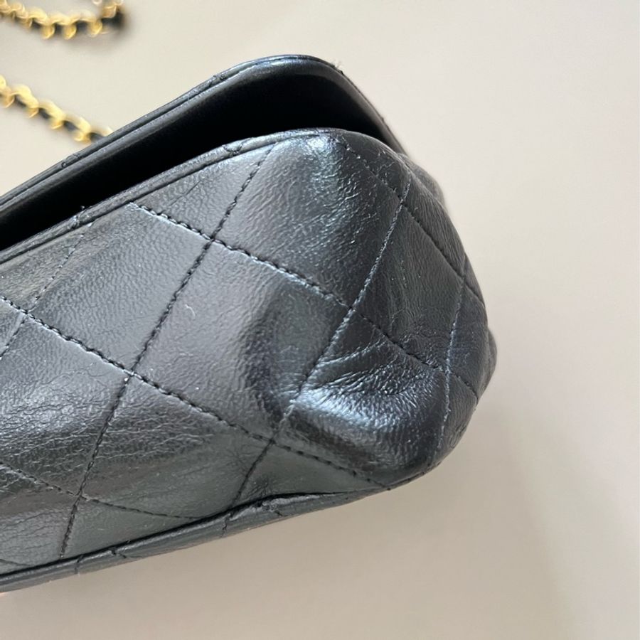 Chanel Vintage 黑色金鏈口蓋包-15