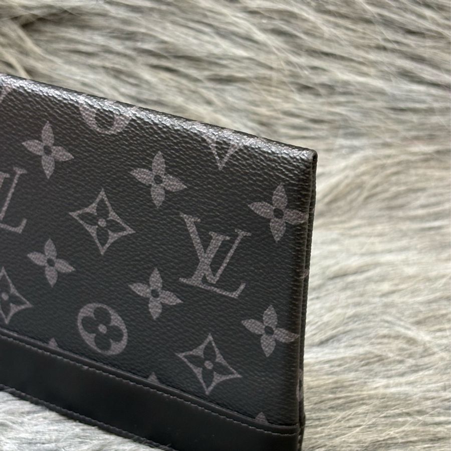 LV M44323 黑色原花 老花字紋 拉鍊零錢 信用卡 存摺護照包 銀行包 長夾皮夾 發財長夾 男夾 麻將包-9