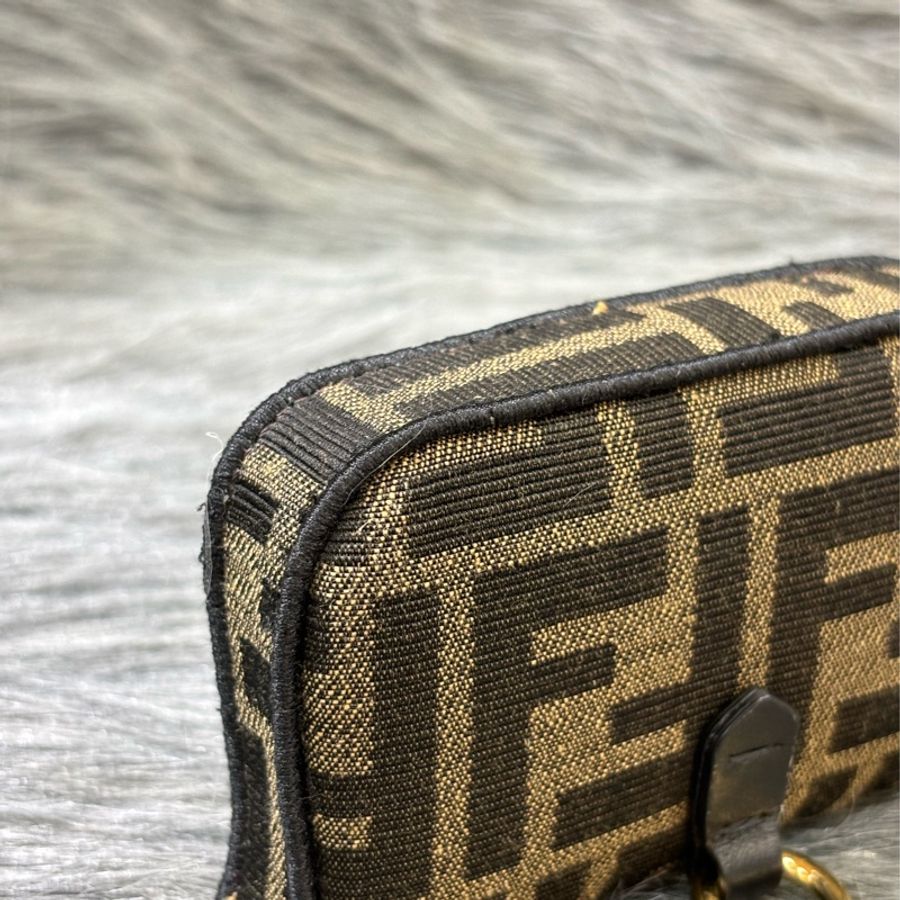 FENDI 7AR844 nano Baguette FF緹花 老花字紋 超迷你法棍金鍊 鑰匙包 零錢包 卡夾 信用卡包 小廢包 口紅包 耳機包 斜背包-8