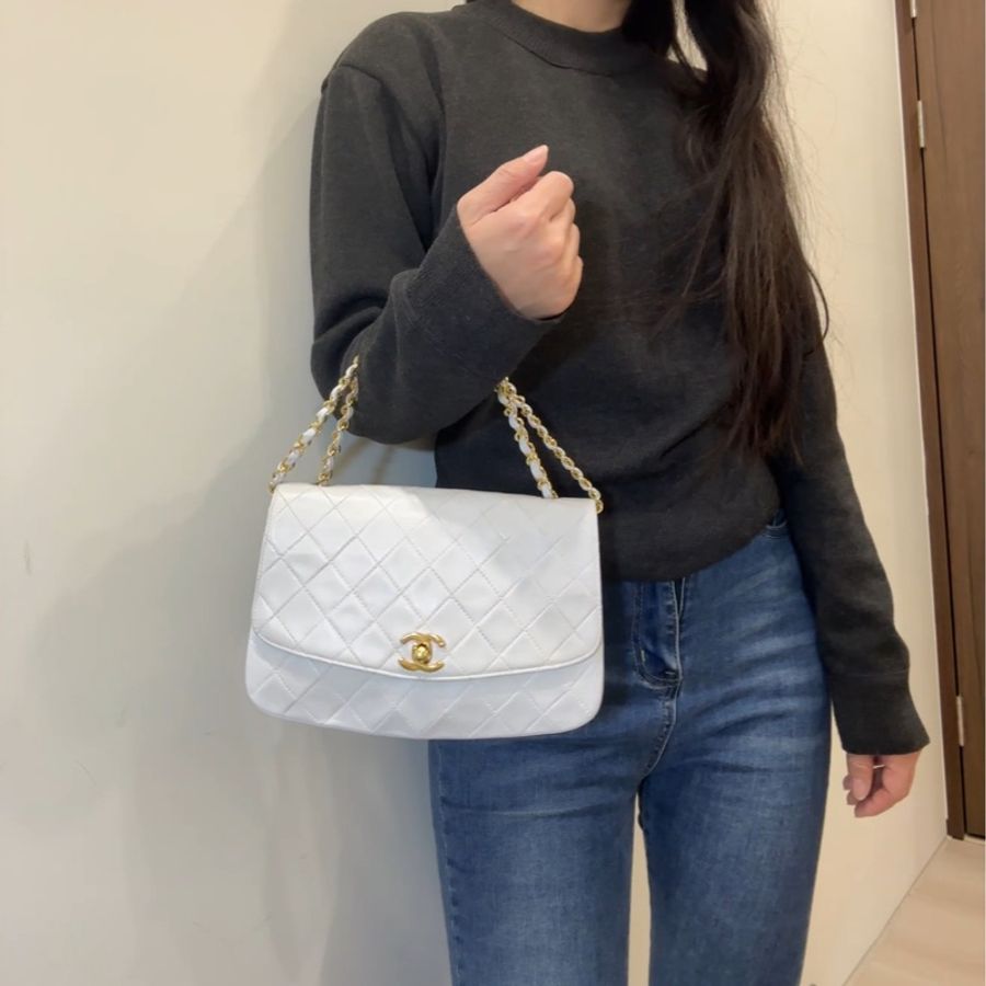 美極品 ▪️香奈兒 Chanel 白色 老香 側背 包包-8