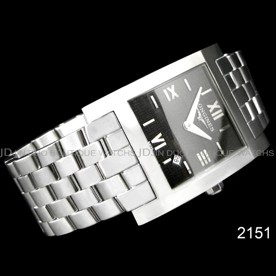 金鐸精品~2151 LONGINES 浪琴 DolceVita 黛綽維納 格紋黑面石英女用腕錶-1