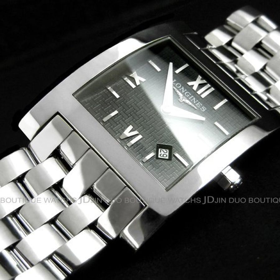 金鐸精品~2151 LONGINES 浪琴 DolceVita 黛綽維納 格紋黑面石英女用腕錶-5