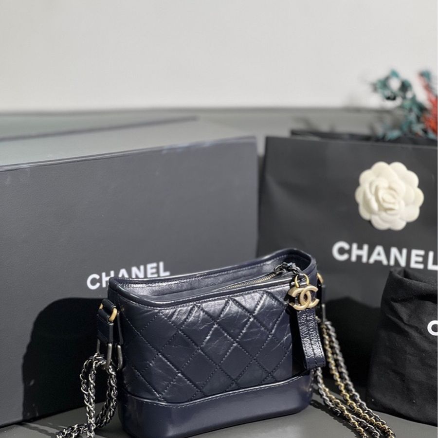 Chanel香奈兒流浪包手柄小號深藍色鏈條包 鐳射30開-4