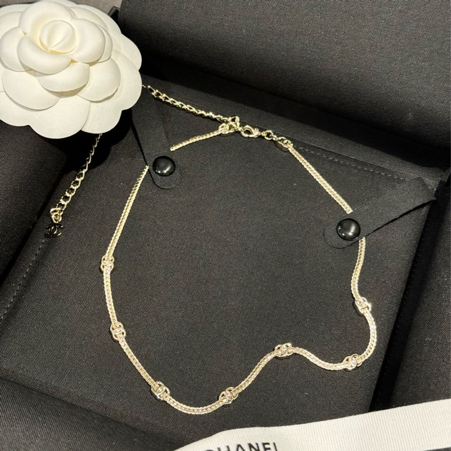 ♡ ☺︎ Chanel 7花魚骨淡金鏈項鍊全新-6