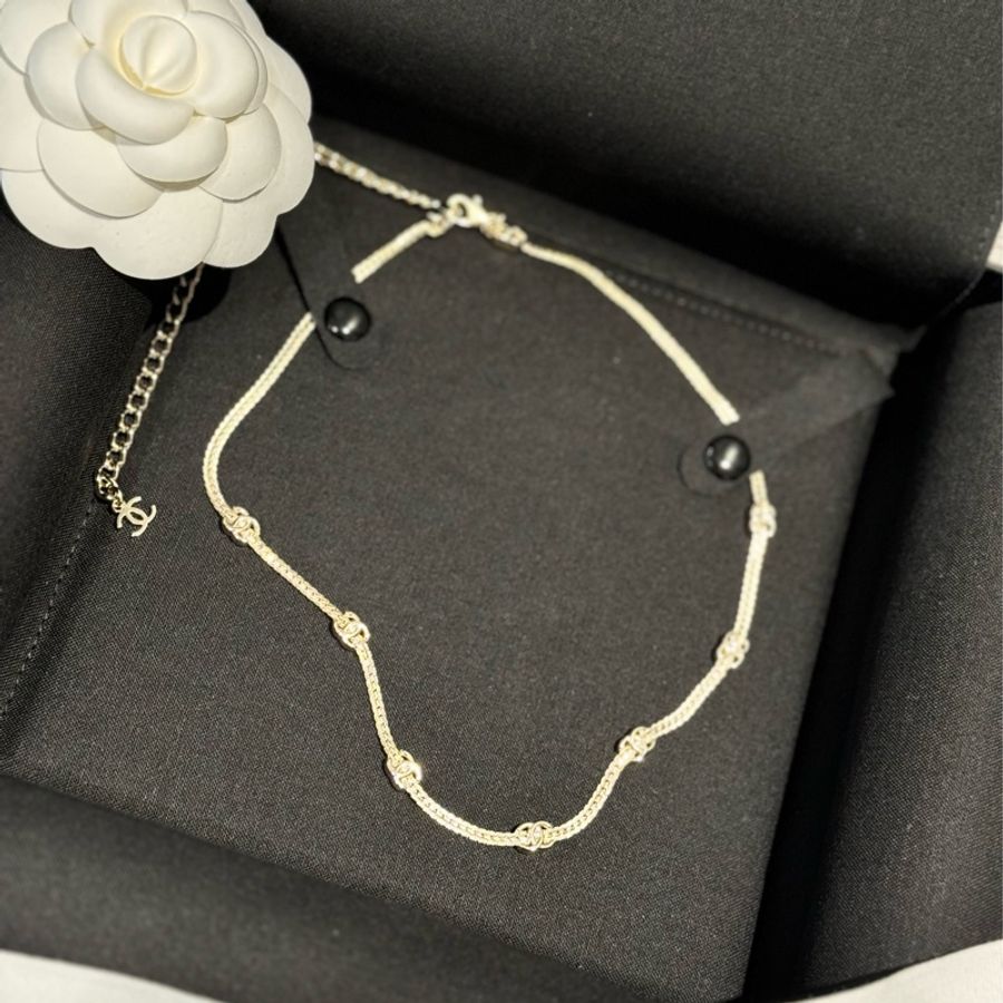 ♡ ☺︎ Chanel 7花魚骨淡金鏈項鍊全新-7