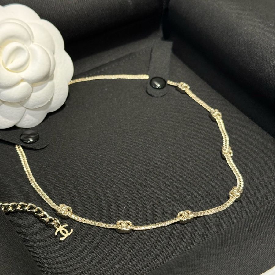 ♡ ☺︎ Chanel 7花魚骨淡金鏈項鍊全新-8