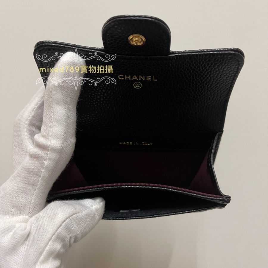 Chanel 香奈兒 小皮件 🔥 黑金牛卡包 卡夾🇹🇼 金扣 牛皮-12