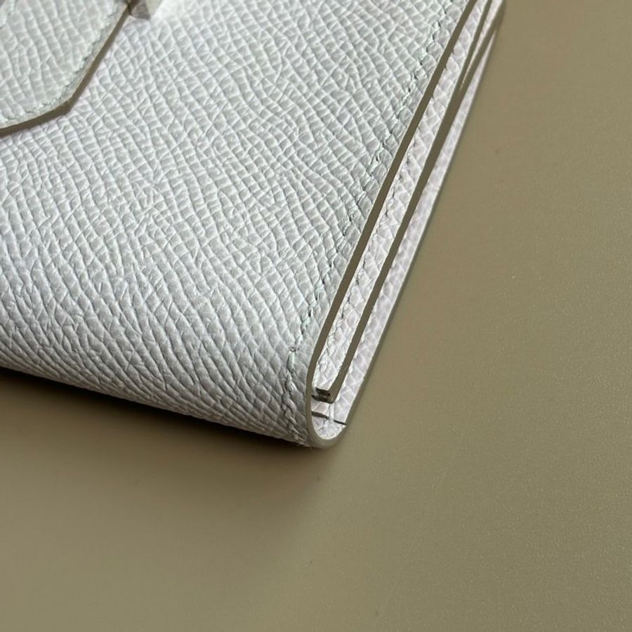 ::HERMES:: U刻淺粉紫 銀釦對開卡片夾-3