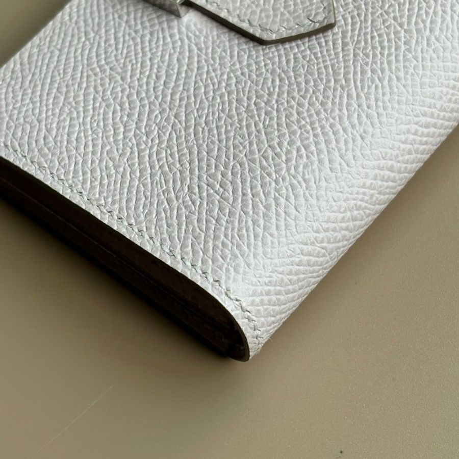 ::HERMES:: U刻淺粉紫 銀釦對開卡片夾-4