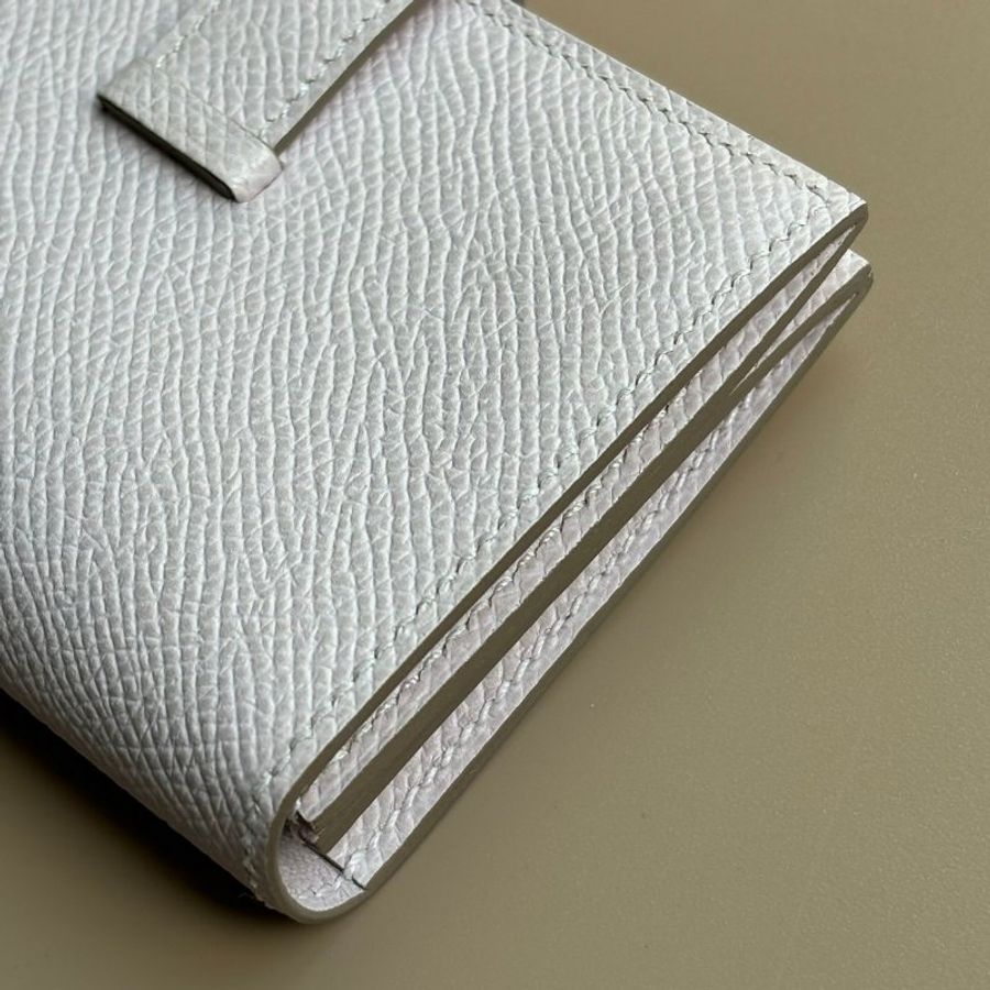 ::HERMES:: U刻淺粉紫 銀釦對開卡片夾-5