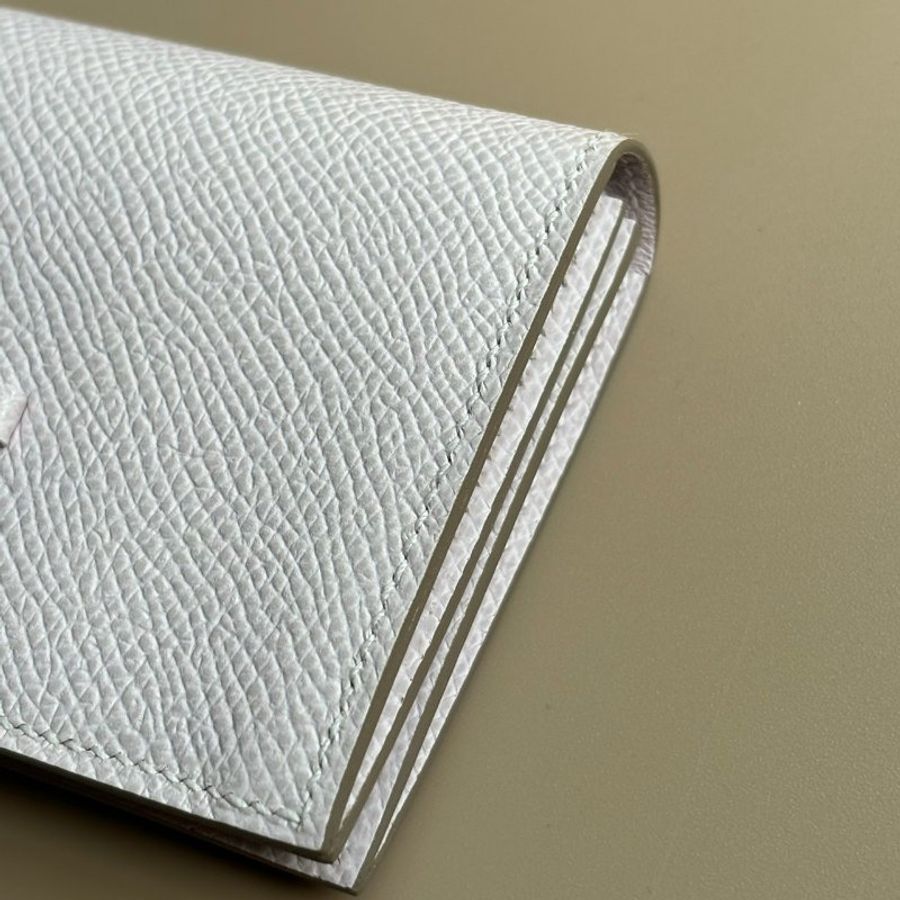 ::HERMES:: U刻淺粉紫 銀釦對開卡片夾-6