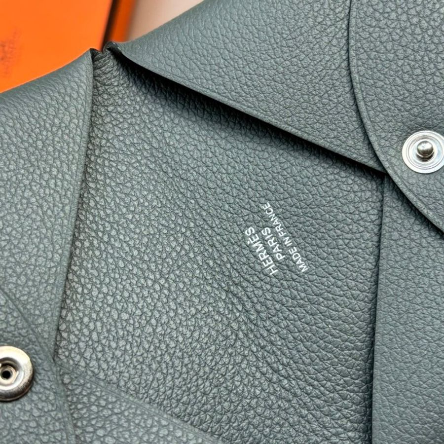 ::HERMES:: B刻 橄欖綠釦式CALVI卡包-6