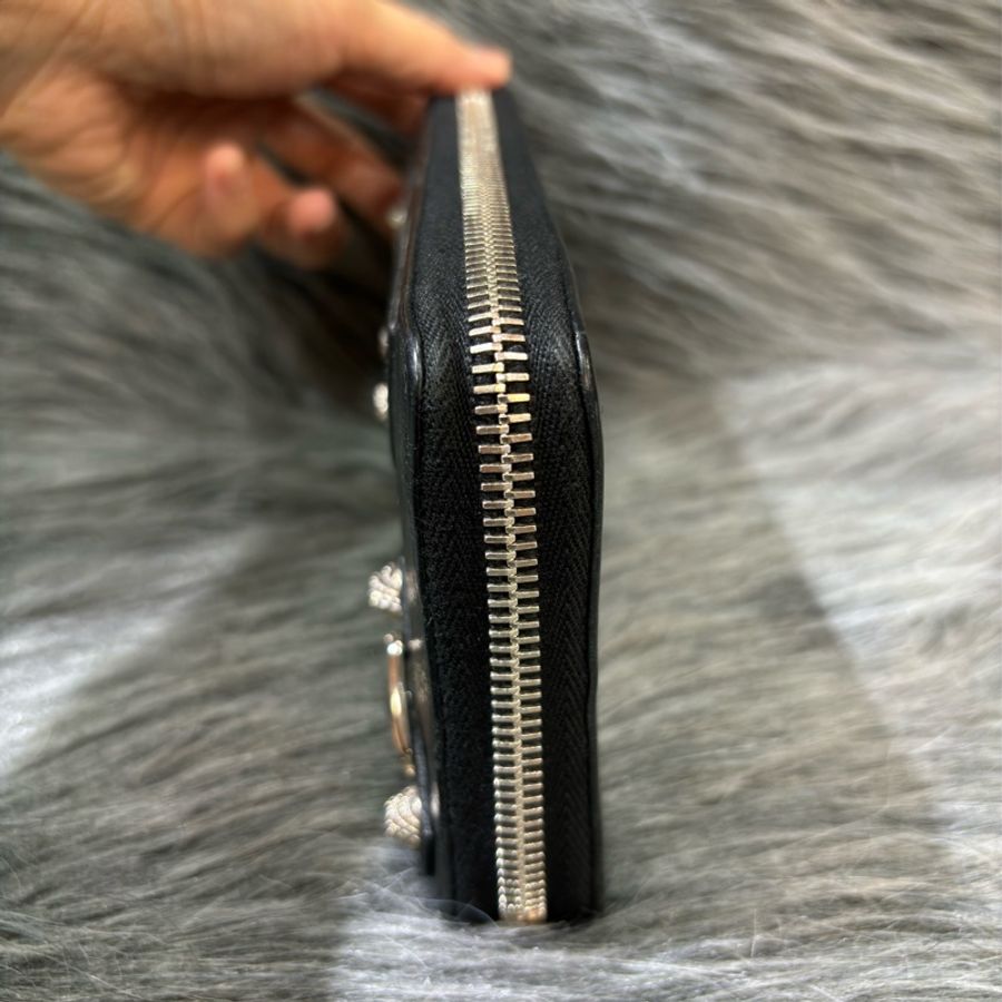 BALENCIAGA 巴黎世家 253053 黑 全皮 銀釦 小釦 拉鍊 長夾 發財夾 皮夾-3