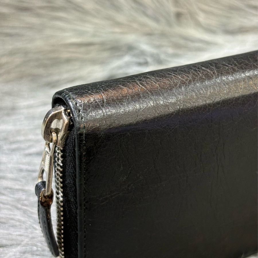 BALENCIAGA 巴黎世家 253053 黑 全皮 銀釦 小釦 拉鍊 長夾 發財夾 皮夾-7