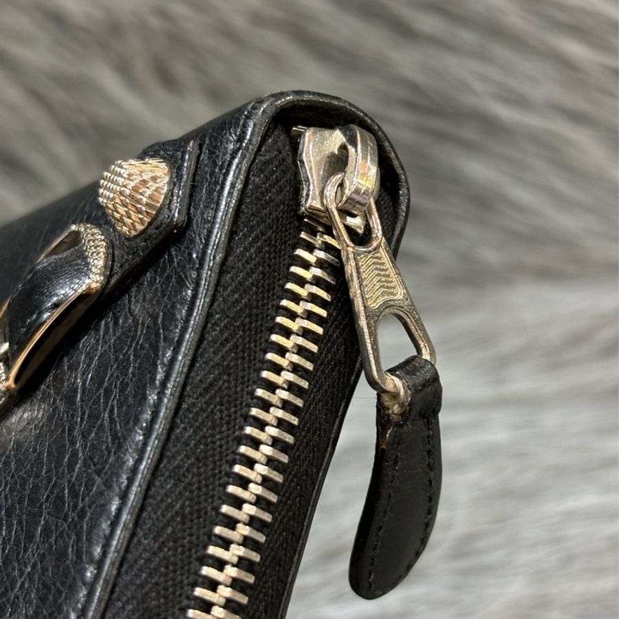 BALENCIAGA 巴黎世家 253053 黑 全皮 銀釦 小釦 拉鍊 長夾 發財夾 皮夾-14