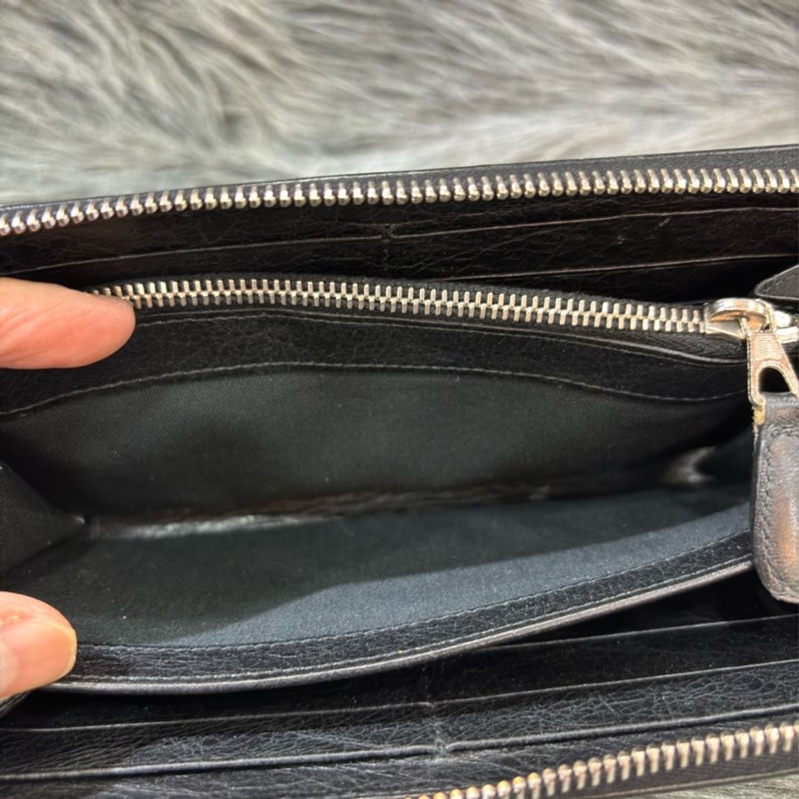 BALENCIAGA 巴黎世家 253053 黑 全皮 銀釦 小釦 拉鍊 長夾 發財夾 皮夾-30