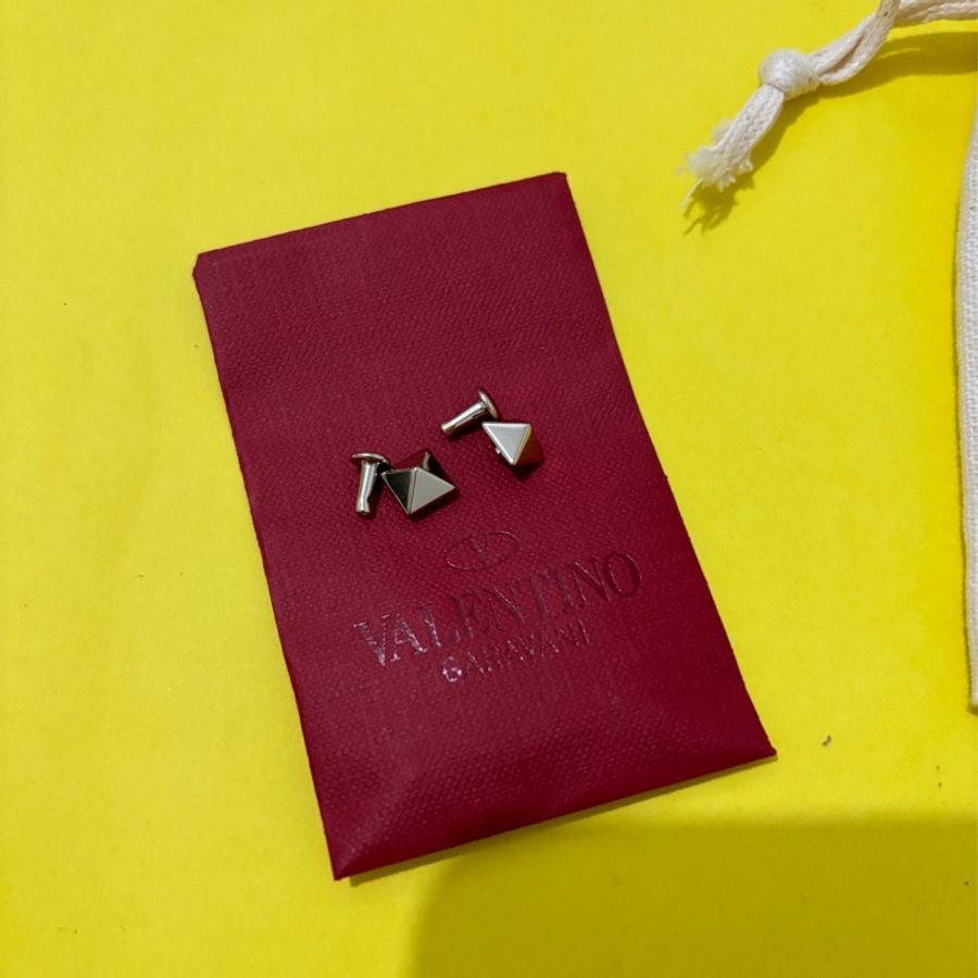 VALENTINO 紅色皮革卯釘手環-6