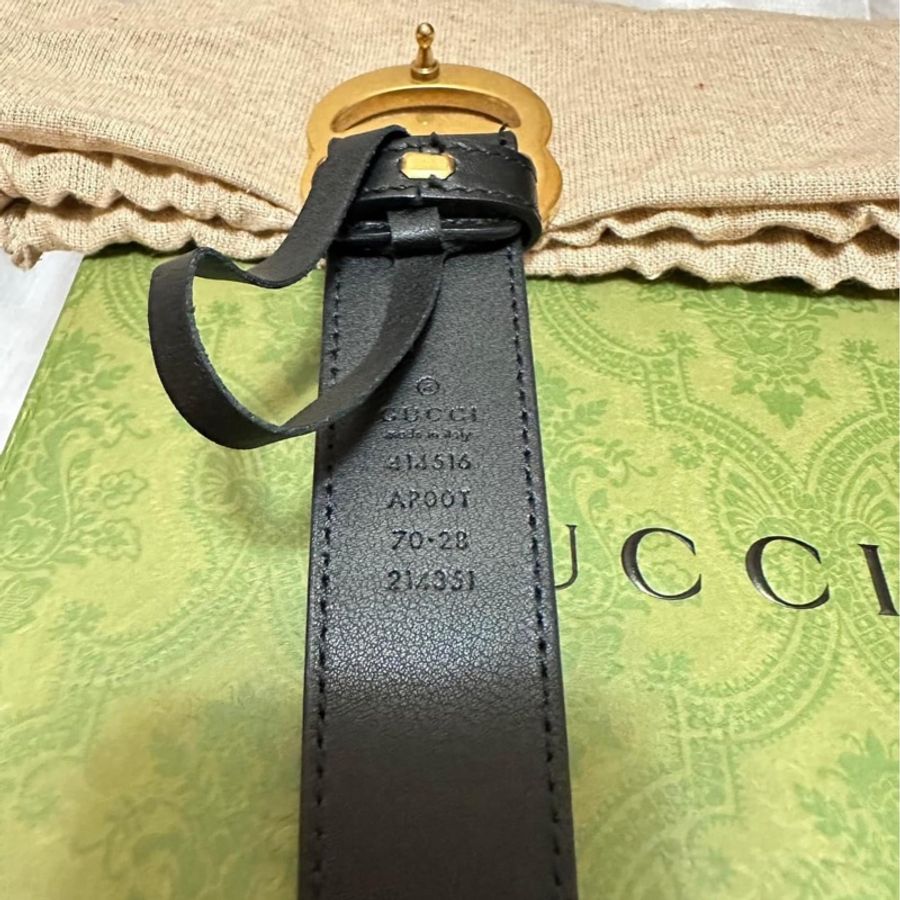 GUCCI 經典仿舊雙G logo皮帶 70cm-2