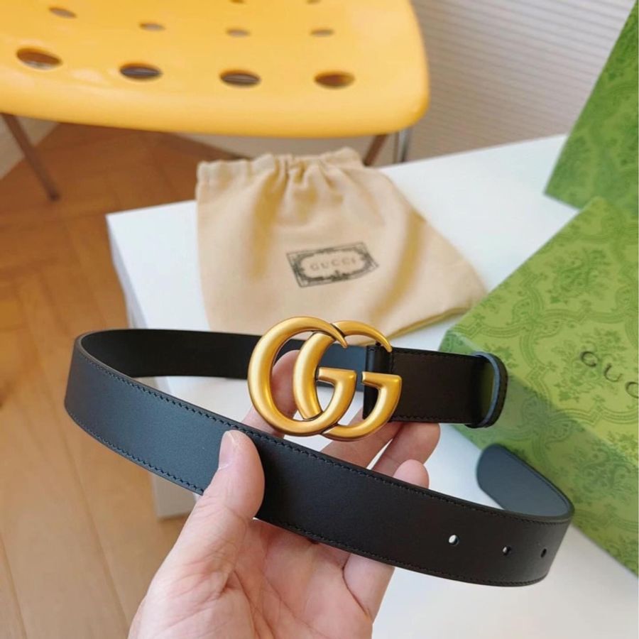 GUCCI 經典仿舊雙G logo皮帶 70cm-4