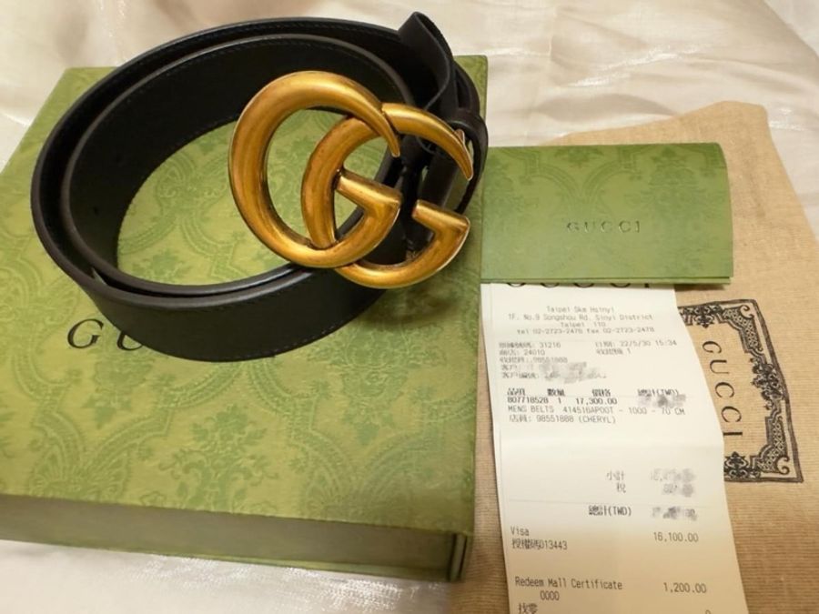 GUCCI 經典仿舊雙G logo皮帶 70cm-5
