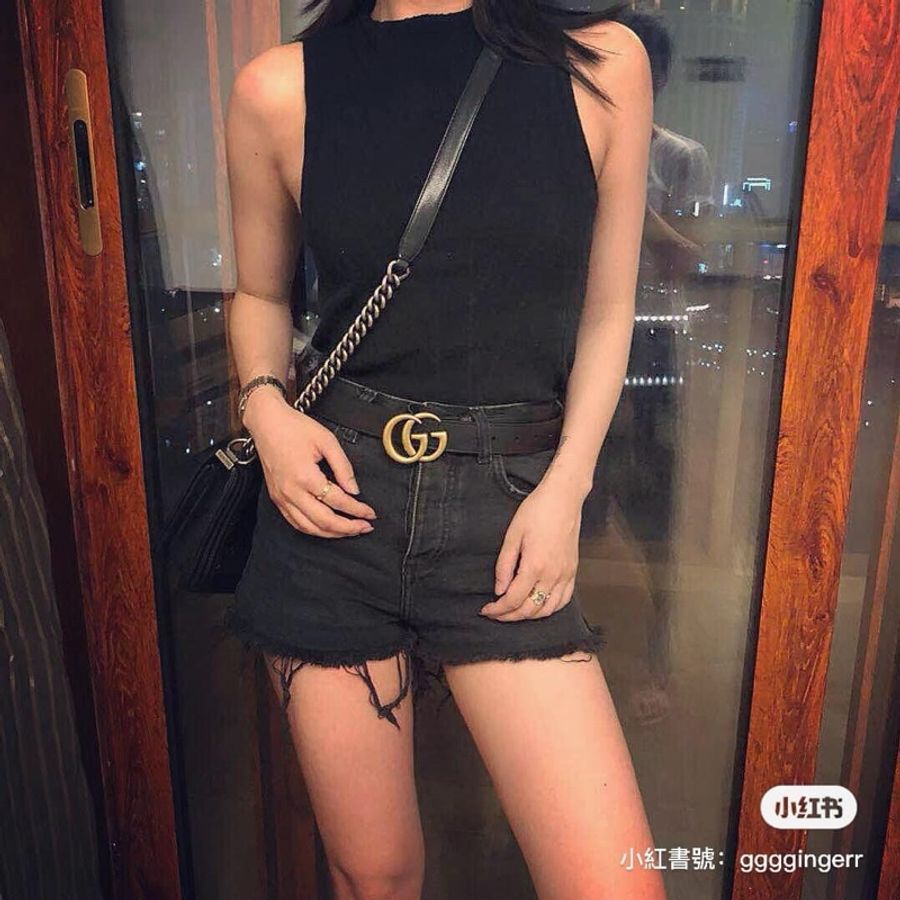 GUCCI 經典仿舊雙G logo皮帶 70cm-8