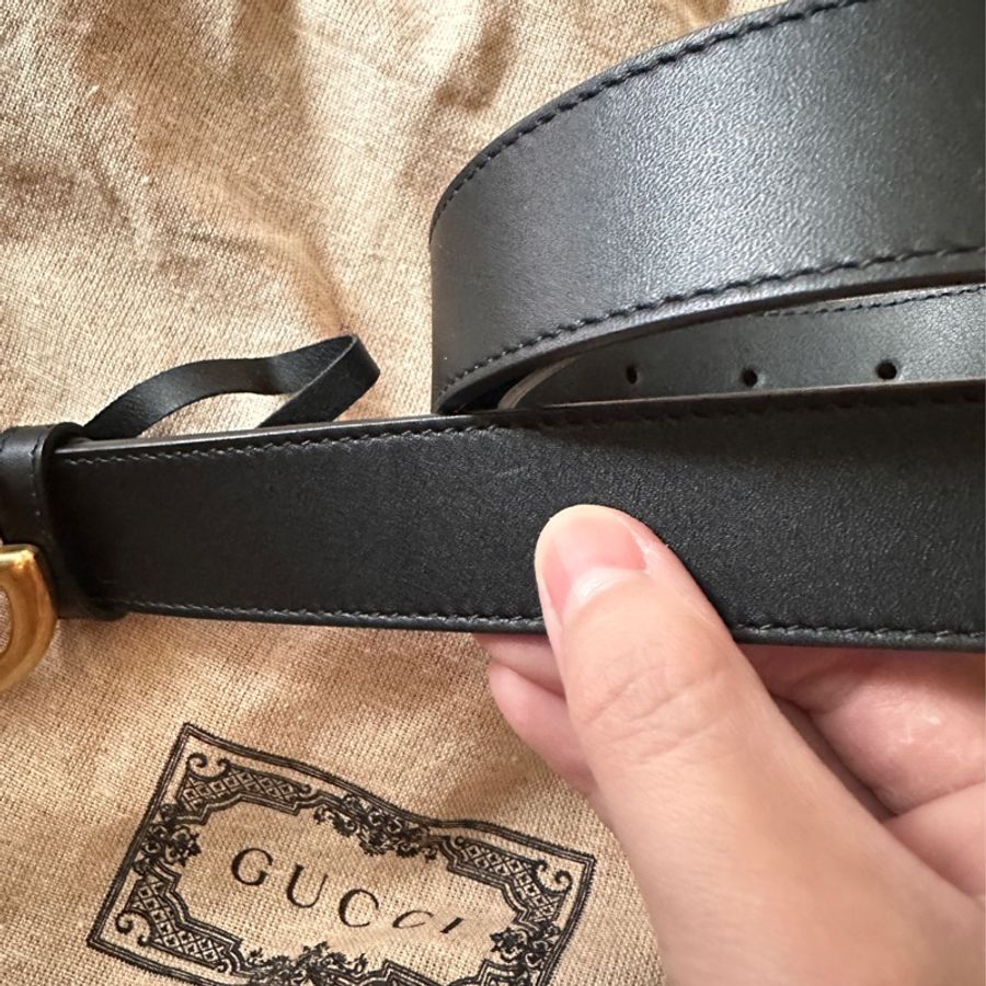 GUCCI 經典仿舊雙G logo皮帶 70cm-10