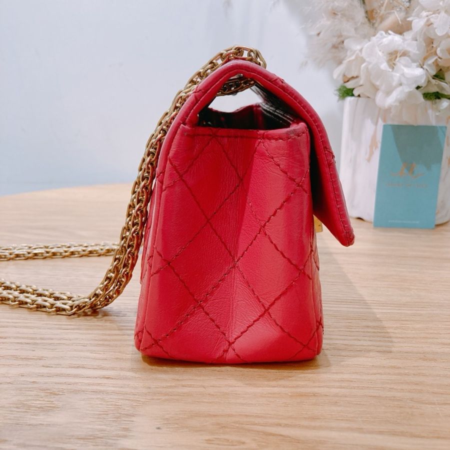 香奈兒 粉金配色 2.55 手提包 20cm-2