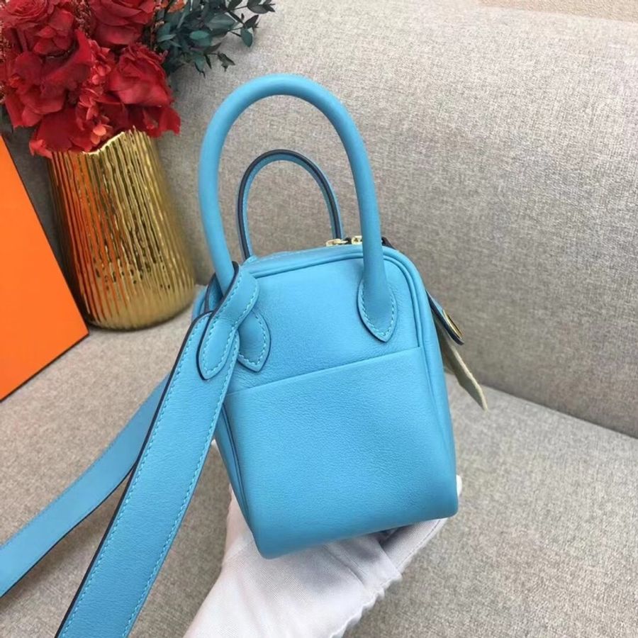 Hermes愛馬仕minil lindy北方藍swift皮金扣Y刻-4