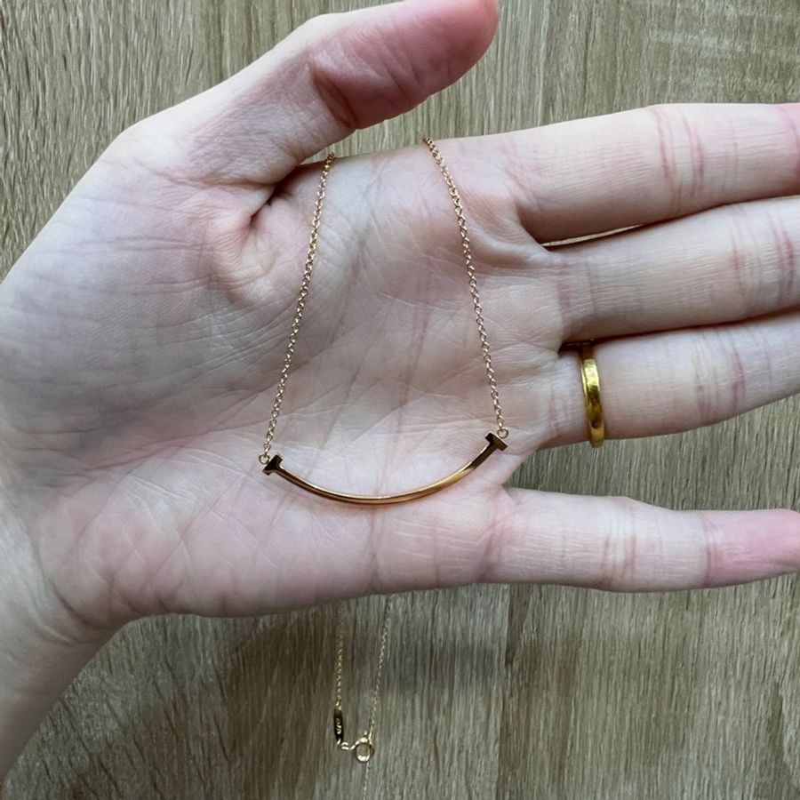 Tiffany 18k玫瑰金Smile小號項鍊-0