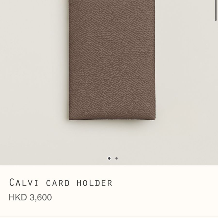 大平賣Hermes Calvi 單層 卡包Etoupe 大象灰 PHW 全新正單-0