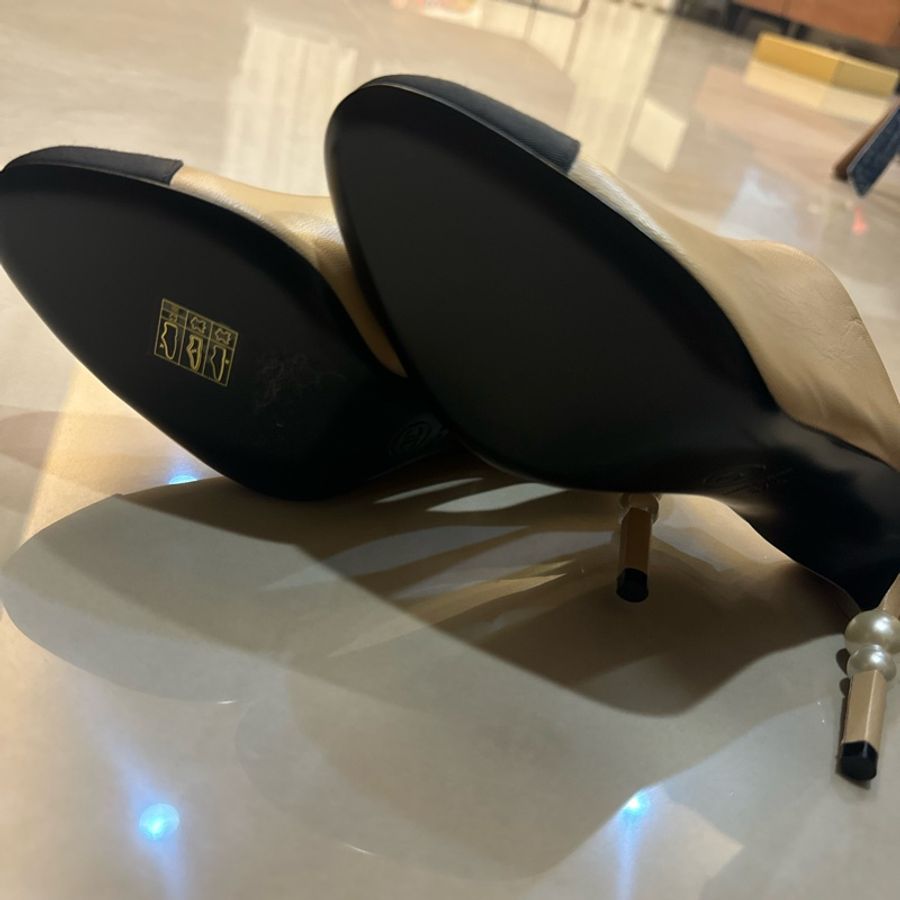 Chanel經典娃娃包鞋高跟款 珍珠款-8