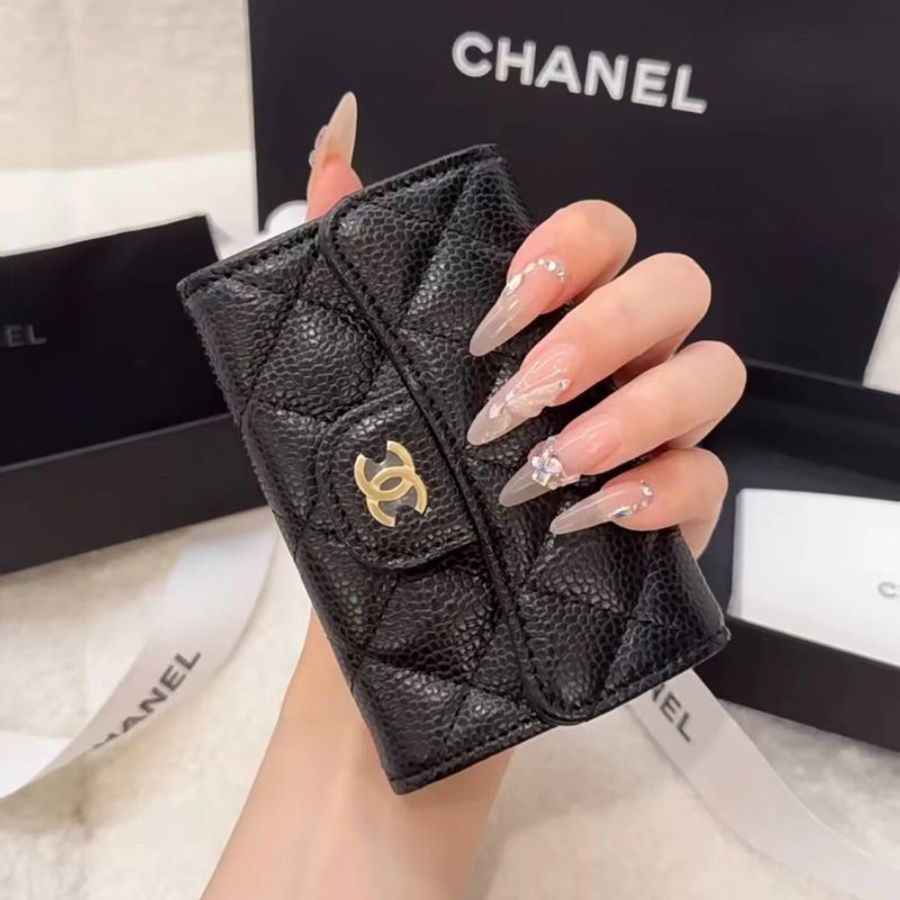 Chanel黑金牛皮cf卡包 全新全套加鏈子可變斜背小包-3