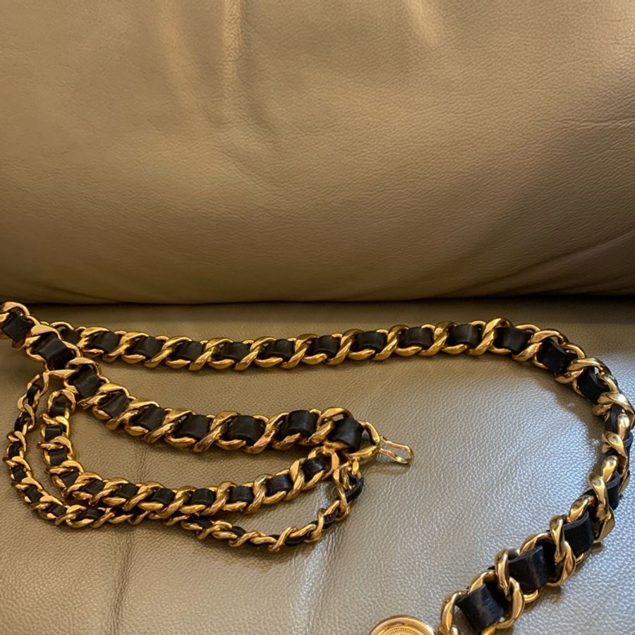 Chanel vintage 經典皮穿鏈腰帶-5