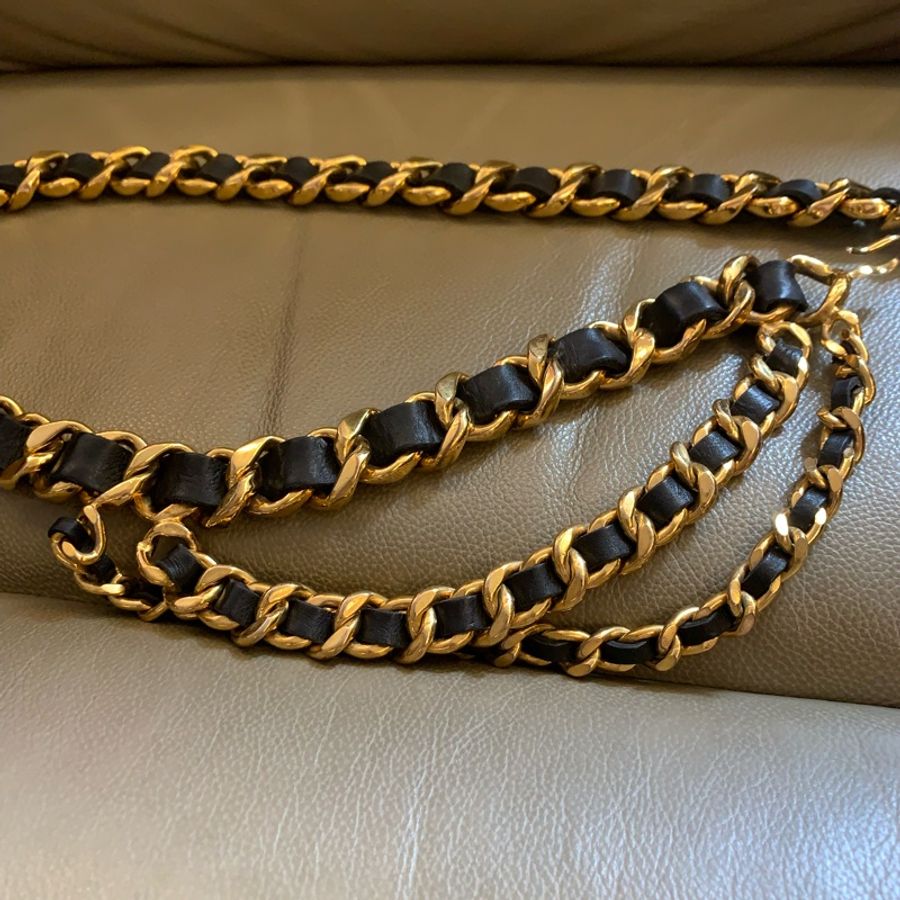 Chanel vintage 經典皮穿鏈腰帶-10